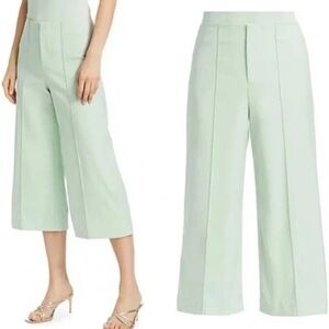 Alice + Olivia Mint Green Dylan Clean Lined High Waist Wide Leg Women's Culottes